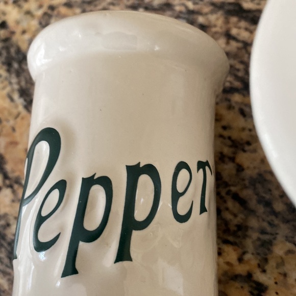 Himark Salt and Pepper Shakers, 80s Forest Green Lettering Ceramic Shakers - Picture 6 of 11